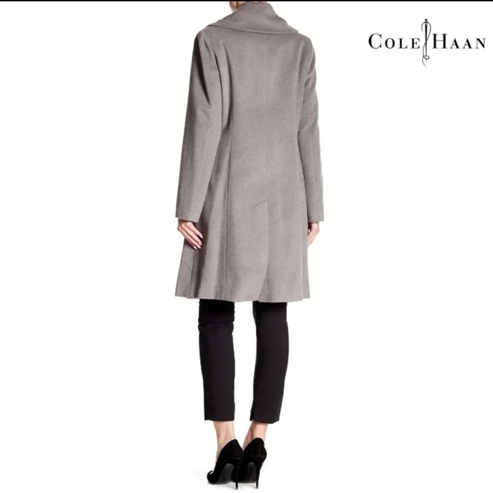 Cole Haan Signature Wool Blend Stand Up Collar Coat Snap closure fully lined - Picture 4 of 12